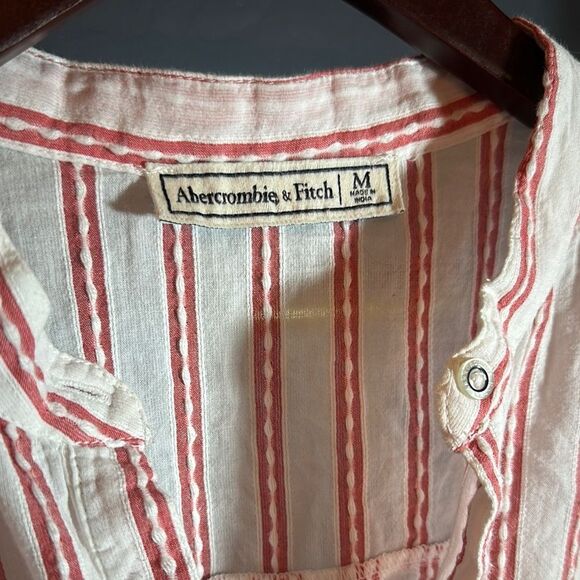 Abercrombie & Fitch Red and White Casual linen Shirt - Picture 2 of 7